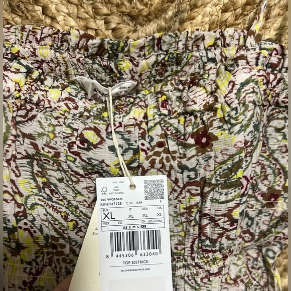 MANGO Women Patterned Cami With Ruffle, Multicolored, Size XL, NWT - Picture 6 of 12